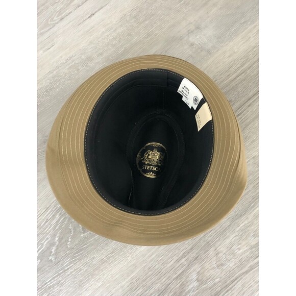 Stetson Fedora Cowboy Hat Mens Size 7 3/8 Brown Solid Polyester Water Repellent - Picture 7 of 10